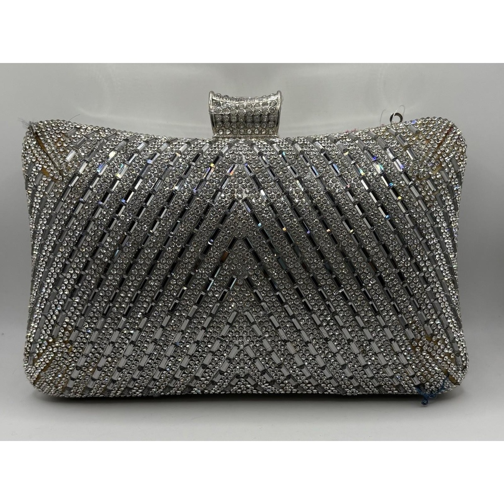 Kelly & Katie Rhinestone Clutch Silver Bedazzled Jeweled Elegant